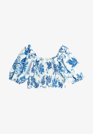 Koton CROP GIMPED DETAIL SHORT PUFF SLEEVE SHOULDER OFF - Bluzka