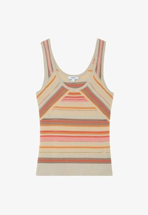 Reiss, REGULAR FIT - MIRIAM STRIPED KNIT SCOOP-NECK VEST . - Top - neutral coral