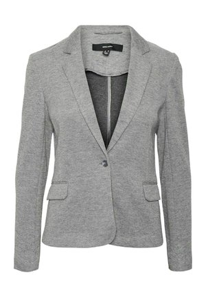 Grau blazer aus strukturiertem Stoff, mit Reverskragen, einreihiger Knopfleiste, zwei vorderen Taschen und taillierter Passform.