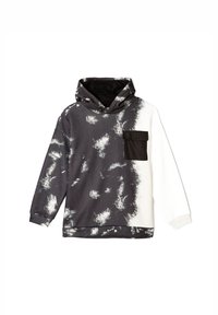 Hoodie met een zwart-wit tie-dye patroon, khaki zak en een relaxte fit met lange mouwen. Van een katoenmix.