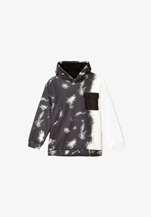 Felpa con cappuccio caratterizzata da un motivo tie-dye in bianco e nero, tasca khaki e una vestibilità comoda con maniche lunghe. Materiale in misto cotone.