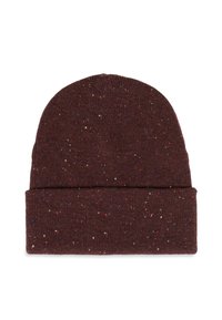 Gorra de punto burdeos con vuelta, que presenta motas multicolores en toda su superficie para añadir textura e interés visual.