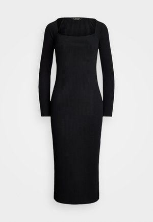 Lauren Ralph Lauren Rib Knit Long Sleeve Midi Dress - Obleka/pulover - black