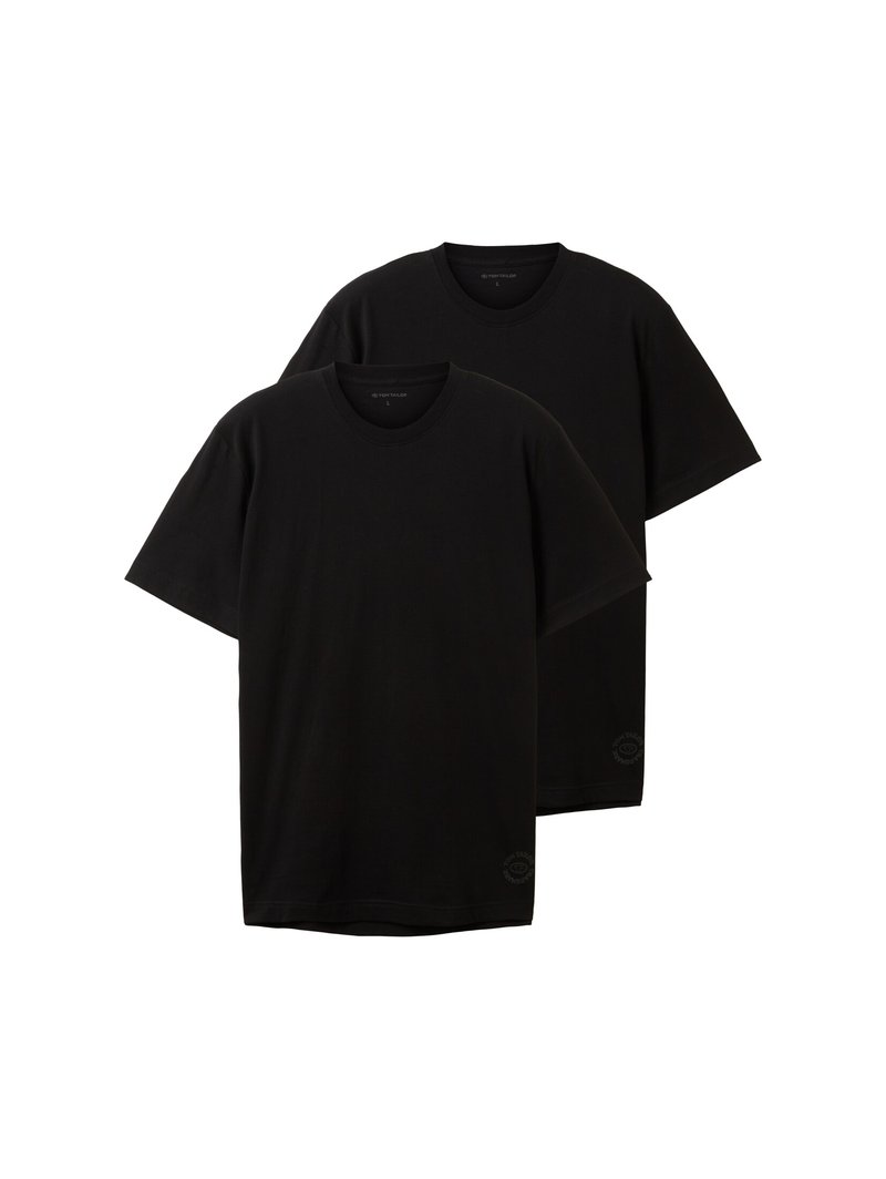 TOM TAILOR Men’s Basic Crew Neck T‑Shirt Twin Pack – 100% Cotton, Soft Single Jersey, Casual Fit
