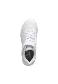 Scarpa da ginnastica bianca con tomaia perforata, lacci e soletta in memory foam. Dispone di un collare imbottito e una suola in gomma testurizzata.