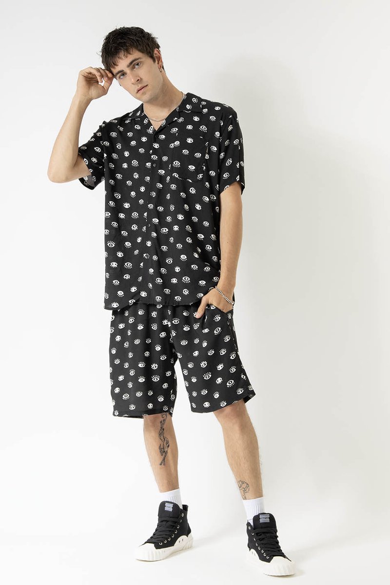 Kaotiko EYES UNISEX - Vapaa-ajan kauluspaita - black