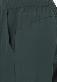 Mörkgröna atletiska shorts med en slät yta, elastisk midjeband och diskreta sidofickor. Inkluderar "ENDURANCE"-logotyp i svart.