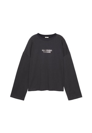 PULL&BEAR, OVERSIZE LONG SLEEVE WITH SLOGAN - T-SHIRT - T-shirt à manches longues - dark grey