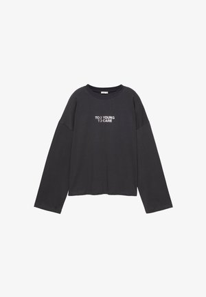 PULL&BEAR, OVERSIZE LONG SLEEVE WITH SLOGAN - T-SHIRT - T-shirt à manches longues - dark grey