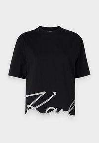 OVERSIZED SIGNATURE HEM - Pamata T-krekls - black