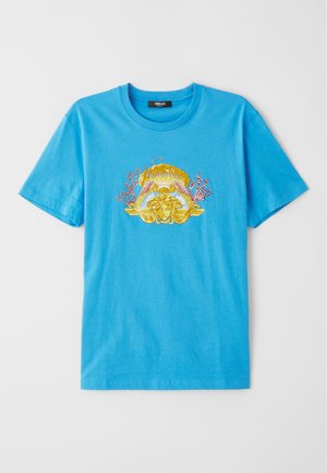 Versace HOTFIX FOUNTAIN CREST EMBROIDERY - T-shirt imprimé - bright blue