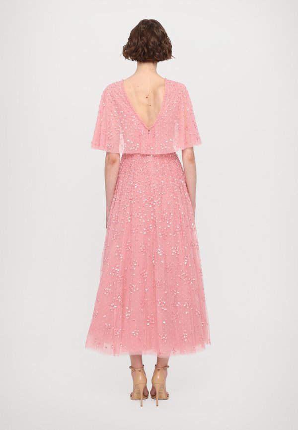 LEILA DOT V NECK CAPE ANKLE GOWN - Occasion wear - primrose4