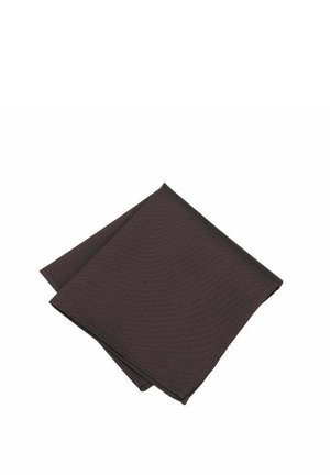 Dark brown cloth napkin neatly folded on a white background, showing texture and clean edges.