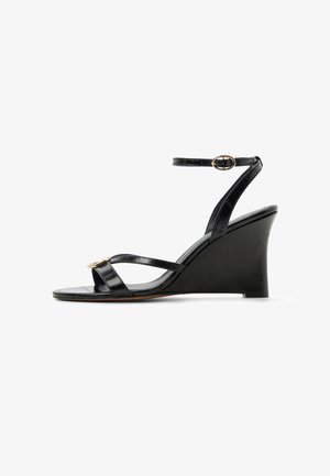 ALDO, TWO-PIECE TATIANIA - Wedge sandals - black