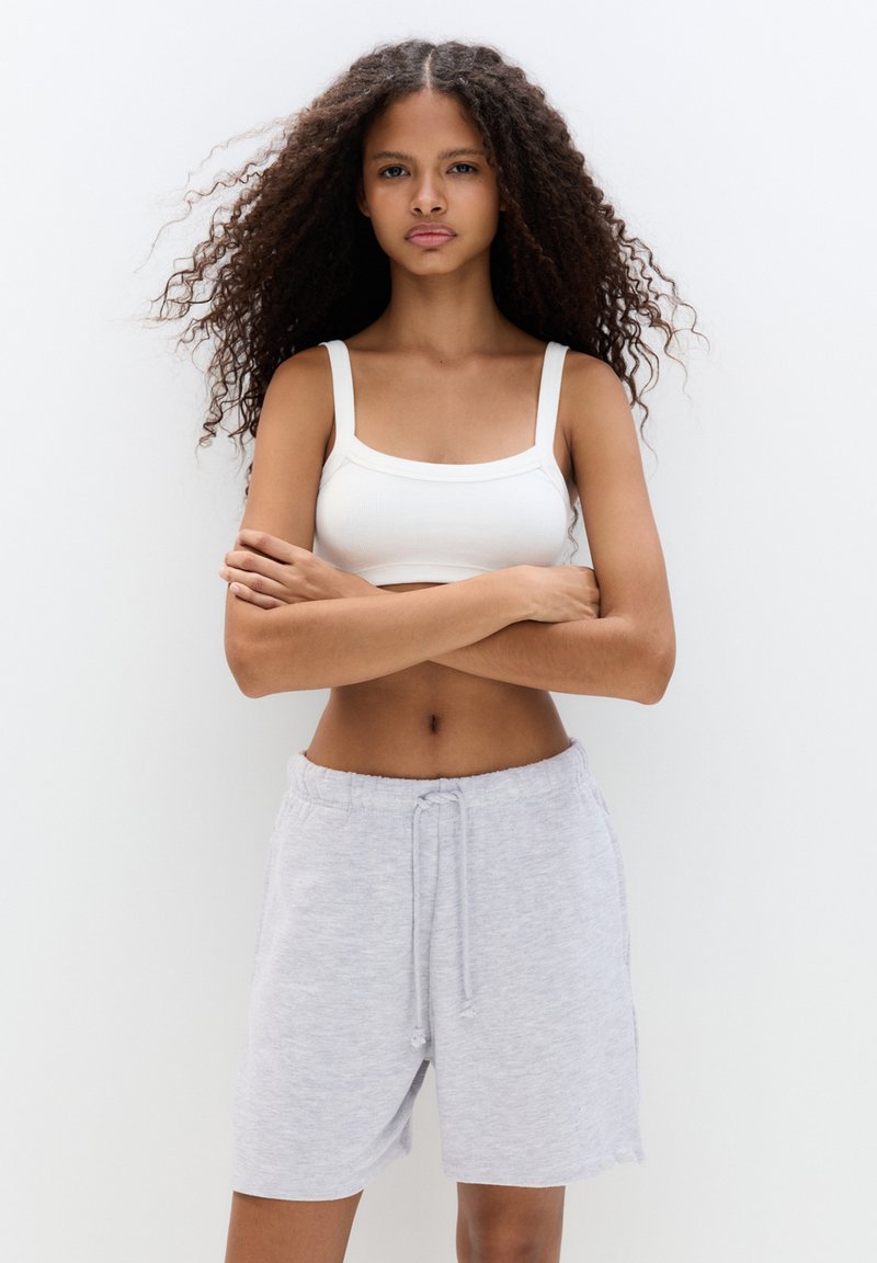 PULL&BEAR - JOGGER - BERMUDA - Spodnji deli trenirk - light grey, Povečajte