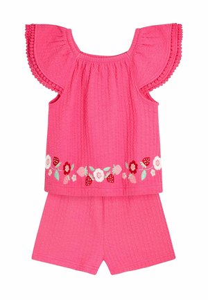 REGULAR FIT - EMBROIDERED FRILL SET - Shorts - pink