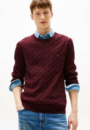 CLASSIC CABLE CREW NECK - Striktrøje - deep burgundy