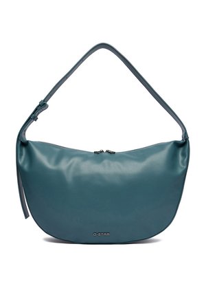 Torba na ramię ze skóry w kolorze morskim, o zakrzywionym kształcie, z regulowanym paskiem, zamknięciem na zamek oraz małym logo "G-STAR" na przodzie.