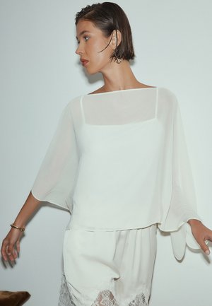 Next, REGULAR FIT - SHEER LAYER CAPE SLEEVE TOP  . - Blouse - ecru