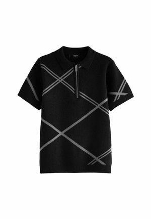Next ZIP NECK - REGULAR FIT - Polo - black argyle