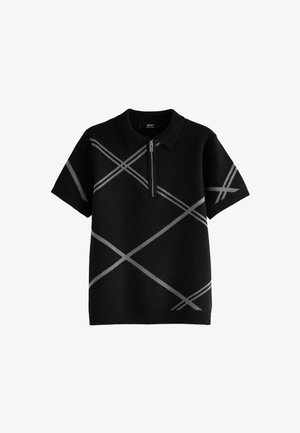 ZIP NECK - REGULAR FIT - Polo majica - black argyle
