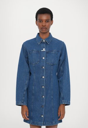 CLOSED FITTED DRESS - Farkkumekko - mid blue