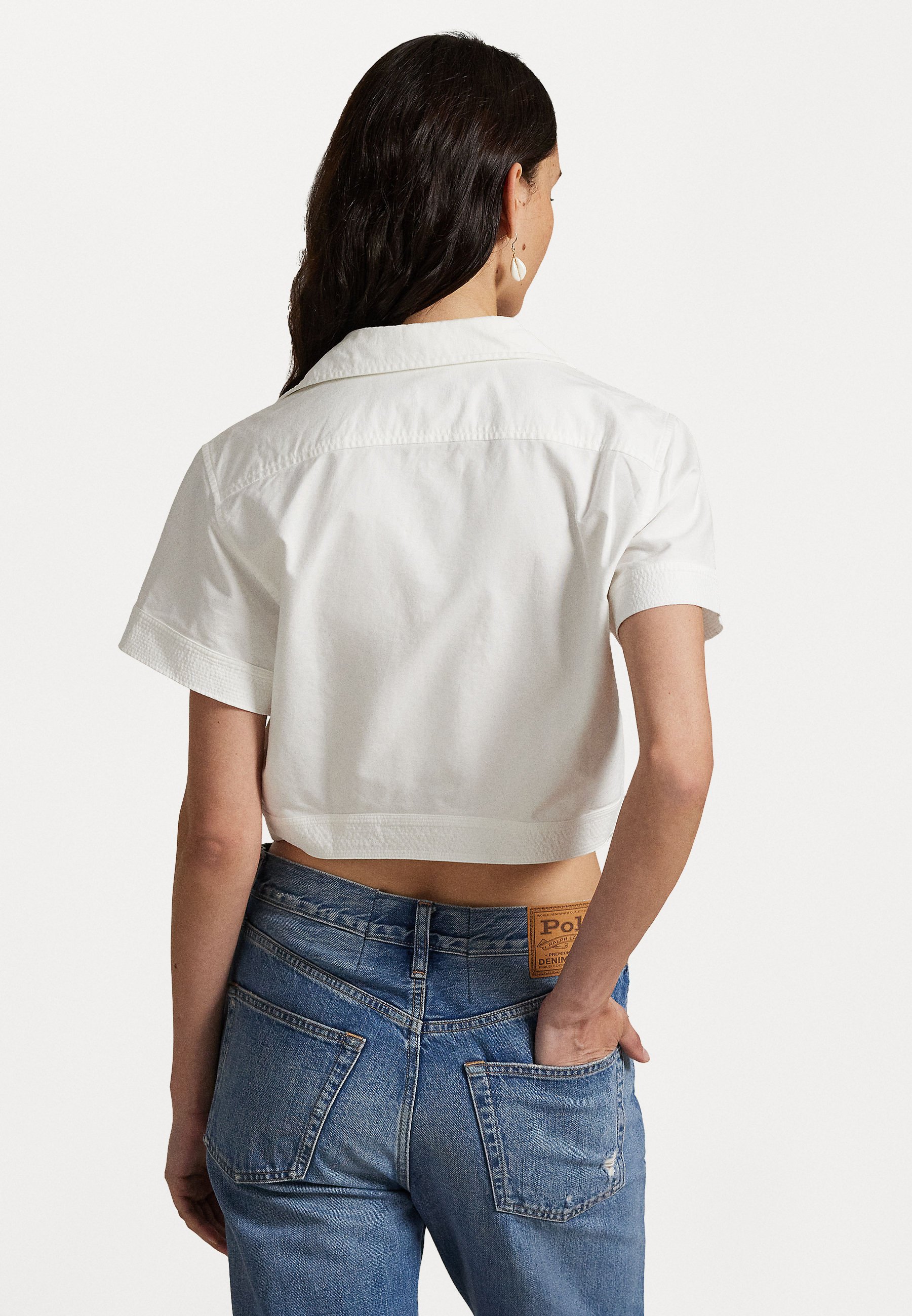 売れ筋商品|||ラルフローレン シャツ レディース トップス COTTON OXFORD TIE FRONT CROPPED SHIRT - Button-down blouse - white Cotton Oxford Tie-Front Cropped Shirt for Women | Ralph