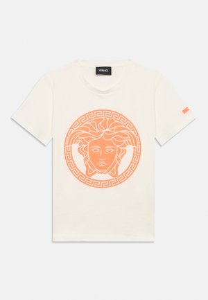 Versace MEDUSA UNISEX - T-shirt print - bianco/arancio