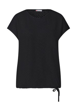 Street One, LACE T-SHIRT WITH ROUND NECK - T-shirt imprimé - black