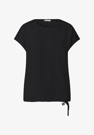 Street One, LACE T-SHIRT WITH ROUND NECK - T-shirts print - black