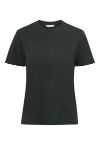 Black cotton t-shirt with a classic crew neck, short sleeves, and a relaxed fit. Smooth texture with no visible patterns or accents.