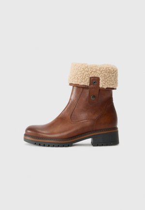 Wedge Ankle Boots - cognac
