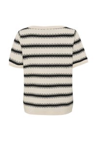 Cream DELA ZIGZAG - Strickpullover - birch and/black stripe