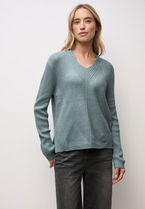 V-NECK STRUKTUR - Maglione - blau