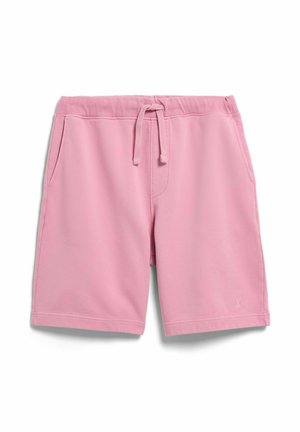 Roze katoenen shorts met een elastische tailleband, trekkoord, zijzakken en een klein geborduurd logo op het onderste gedeelte van het linkerbeen.