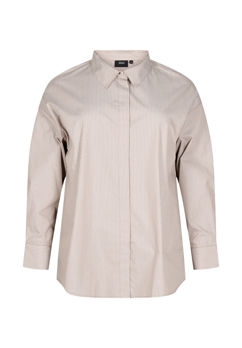 Zizzi Overhemdblouse lichtbruin