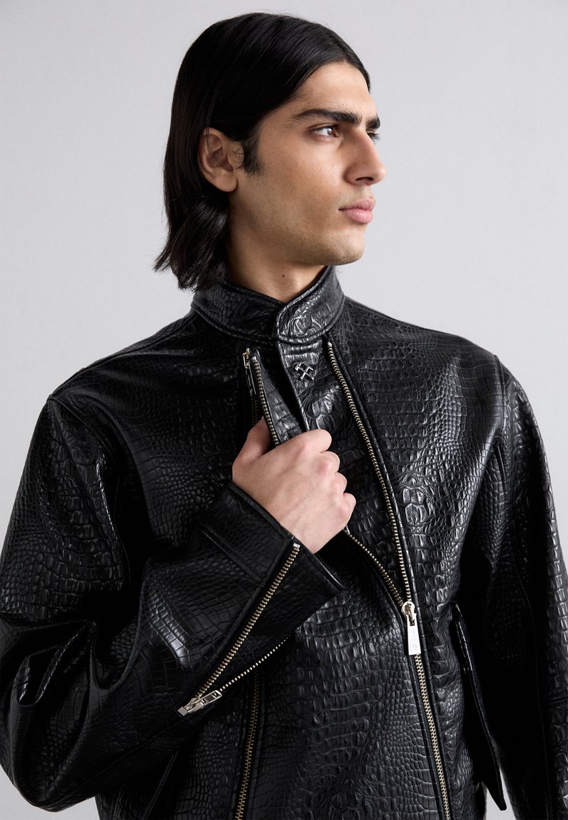 GmbH BIKER JACKET WITH DOUBLE ZIPS - Faux leather jacket - black 