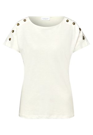 DROPPED SHOULDER SHIRT MIT KNOPFDETAIL - Camiseta estampada - off white