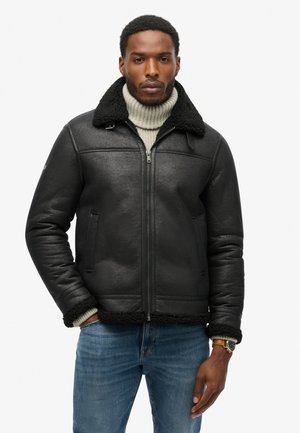 Superdry & Co AVIATOR - Kunstlederjacke - black