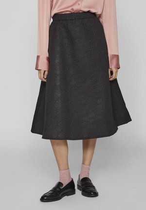 VILA VIMALA VOLUME MIDI SKIRT - Trapecinis sijonas - black