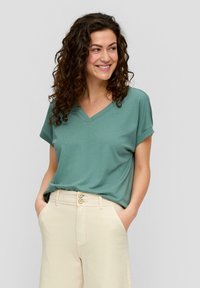 s.Oliver MIT V-AUSSCHNITT - T-shirt basic - petrol