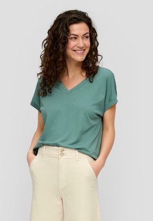 s.Oliver MIT V-AUSSCHNITT - T-shirt basic - petrol