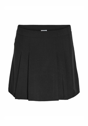 Svart plisserad kjol med ett elastiskt midjeband, med en mjuk textur och en utsvängd silhuett, designad för en bekväm passform.