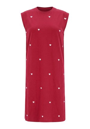 Studio Untold, MIDIKLEID, OVERSIZED, JERSEY, HERZEN, ÄRMELLOS - Jerseykleid - dark red