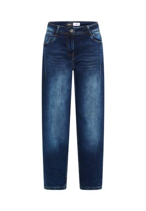 Cecil, 3/4-sleeve shirt with leopard-print lettering - Wide Leg - mid blue used wash