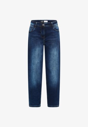 Cecil, 3/4-sleeve shirt with leopard-print lettering - Wide Leg - mid blue used wash