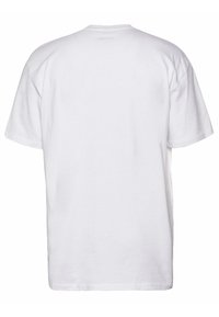 Hvid bomulds T-shirt med korte ærmer, rund halsudskæring og en afslappet pasform; ensfarvet ryg uden udsmykninger eller mønstre.