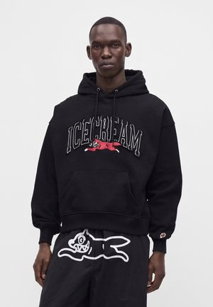 Icecream COLLEGE APPLIQUE RUNNING DOG POPOVER HOOD - Mikina s kapucňou - black