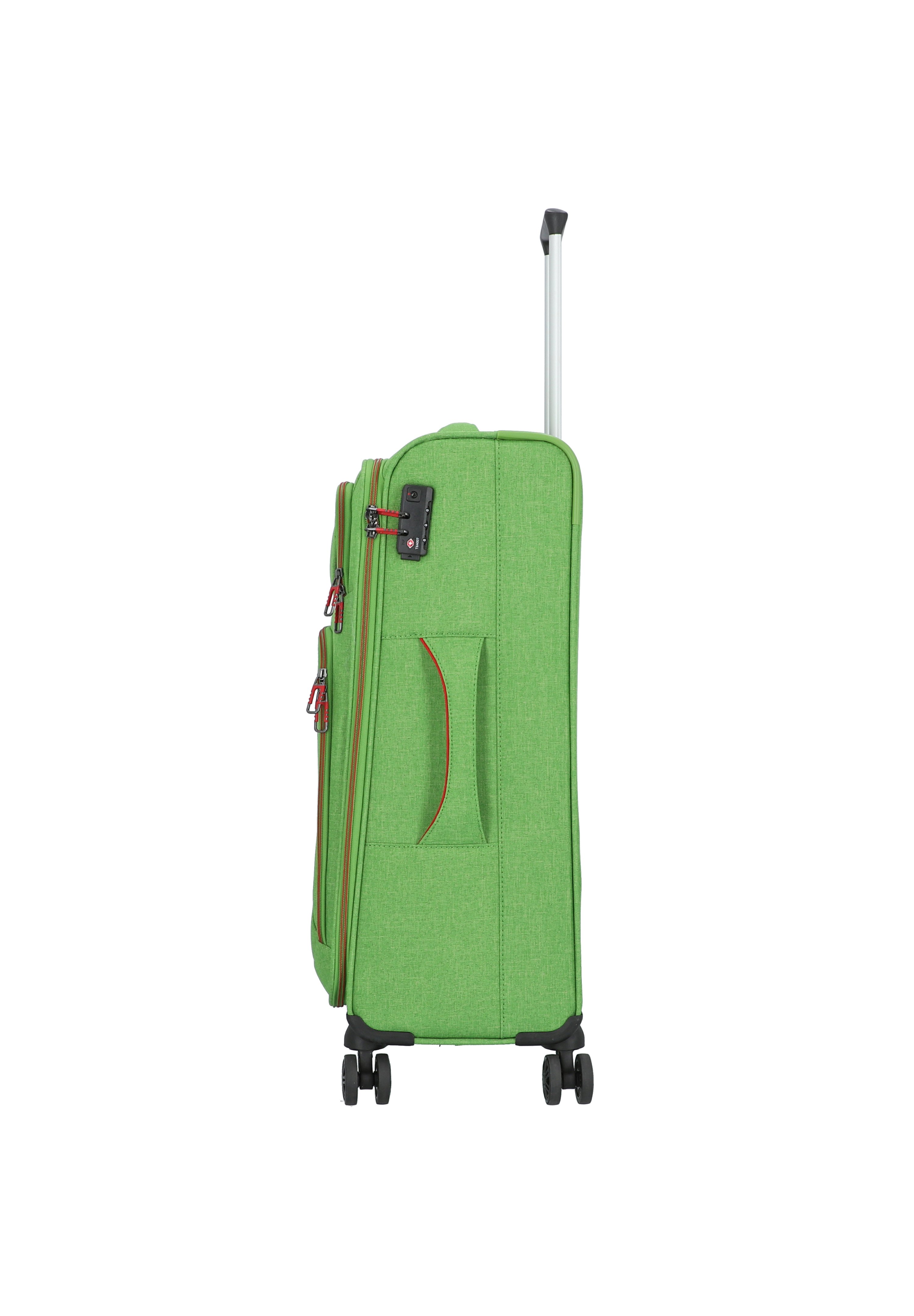 bright green luggage