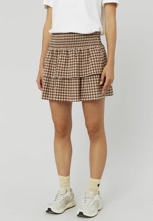 SMOCKS VICHY - Jupe trapèze - marron